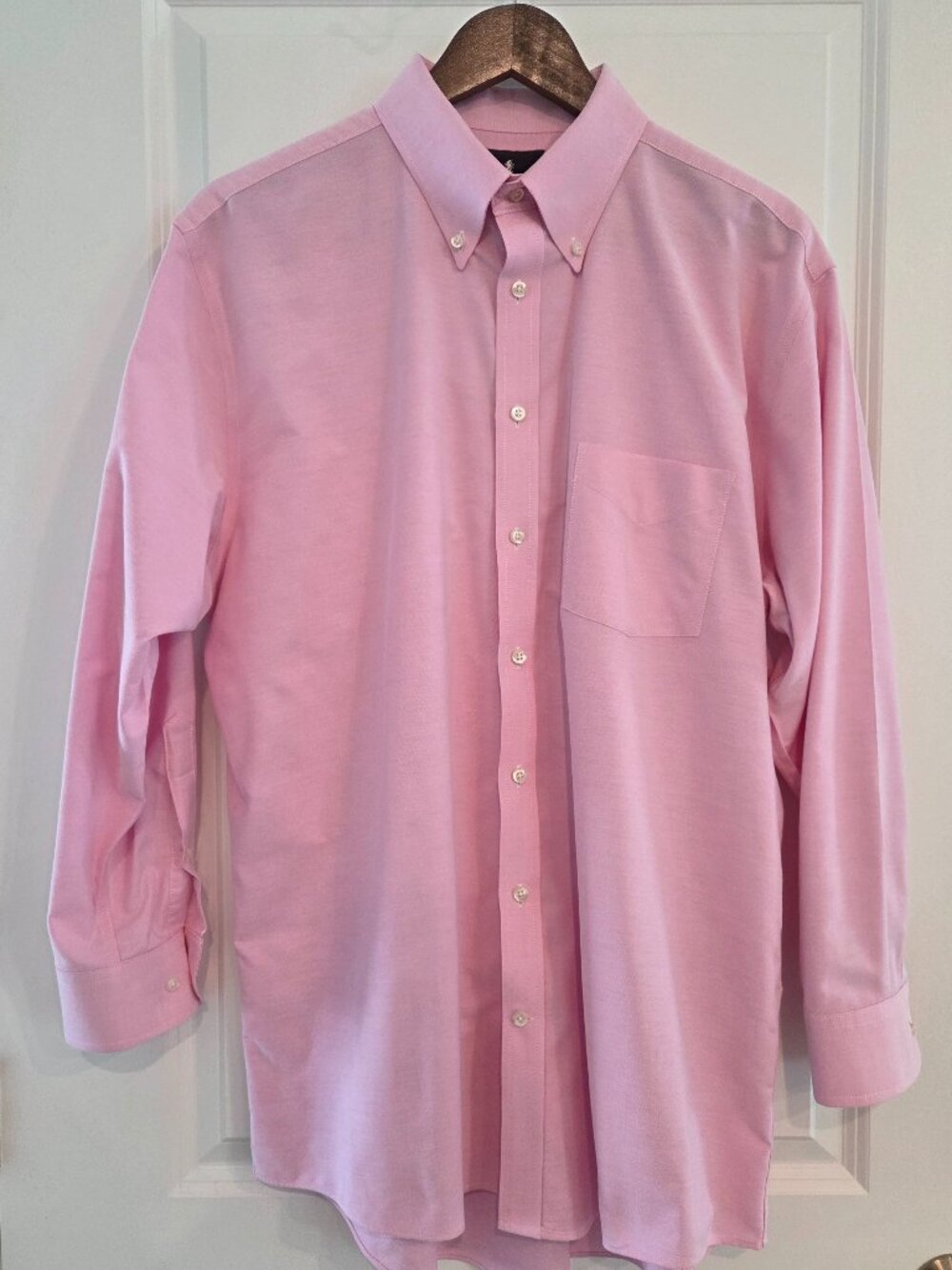 Stafford Pink long sleeve, button down, button collar Oxford style dress shirt